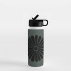 Retro Daisy Abstract IX Earthy Green Bold Floral Water Bottle Gallery Image 1