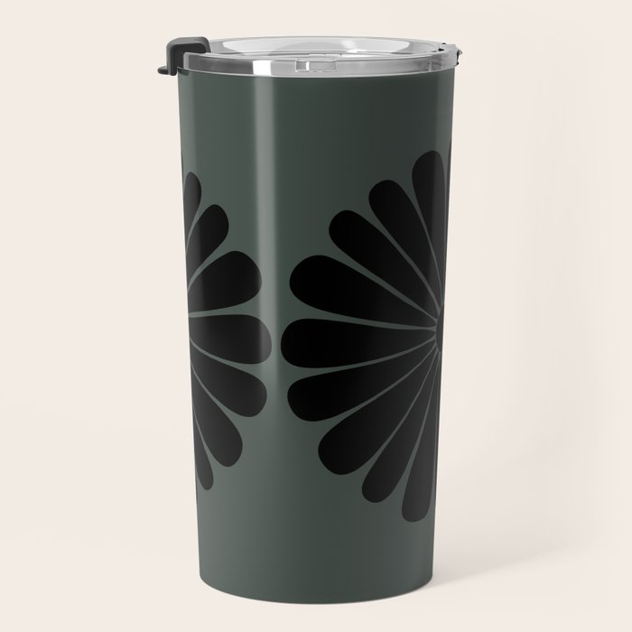 Retro Daisy Abstract IX Earthy Green Bold Floral Travel Mug Gallery Image 3