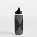 Retro Daisy Abstract IX Earthy Green Bold Floral Water Bottle Gallery Image 3