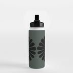 Retro Daisy Abstract IX Earthy Green Bold Floral Water Bottle Gallery Image 2