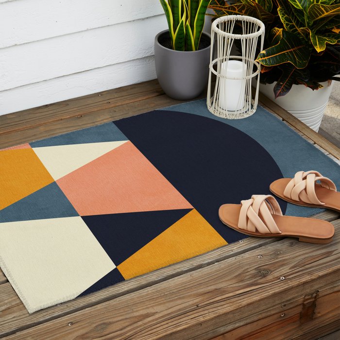 mid century geometry Outdoor Rug Gallery Image 2