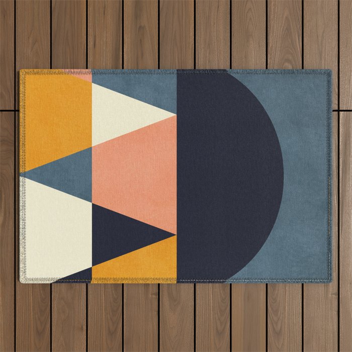 mid century geometry Outdoor Rug Gallery Image 1
