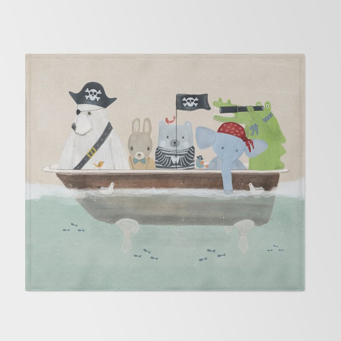 the pirate tub Throw Blanket Gallery Image 2