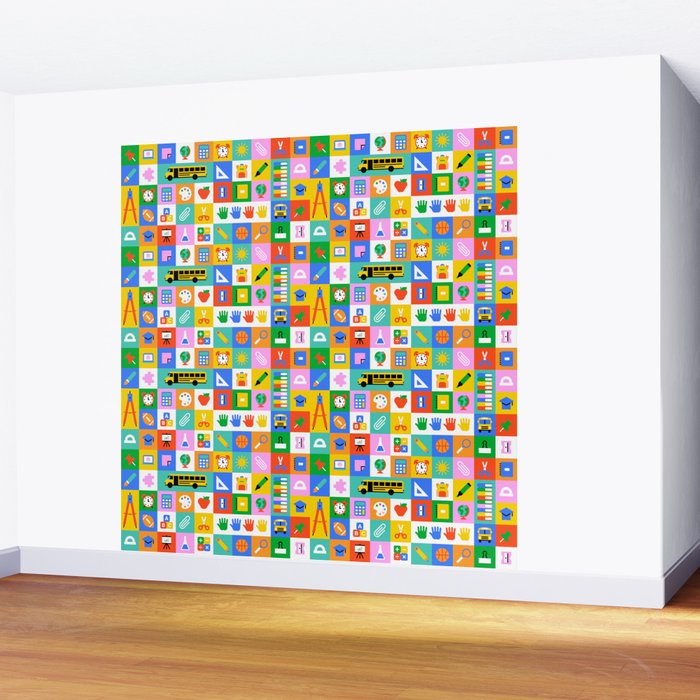 Colorful back to school mosaic pattern Wall Mural Gallery Image 2