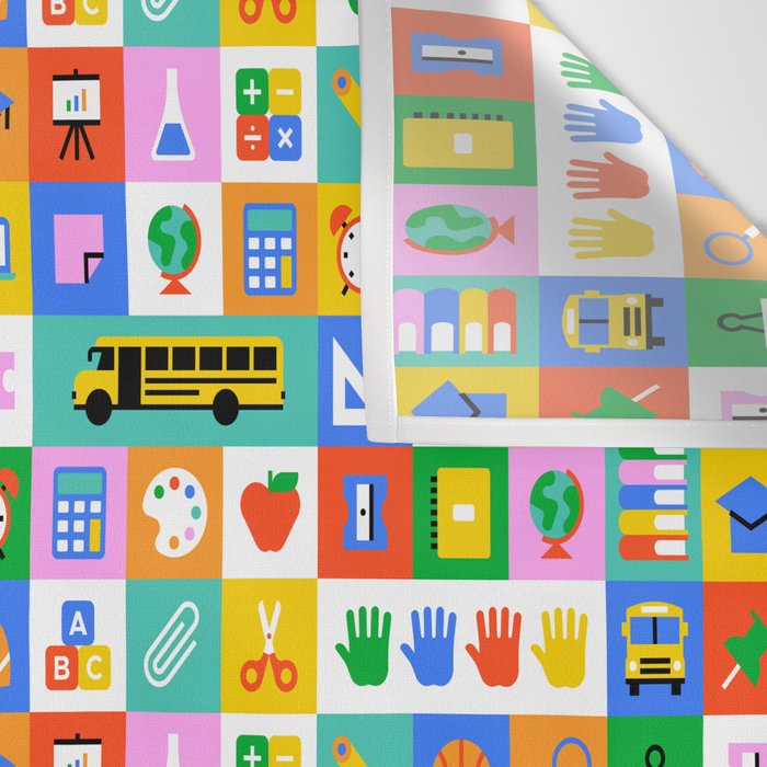 Colorful back to school mosaic pattern Wall Tapestry Gallery Image 3