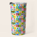 Colorful back to school mosaic pattern Travel Mug Gallery Image 3