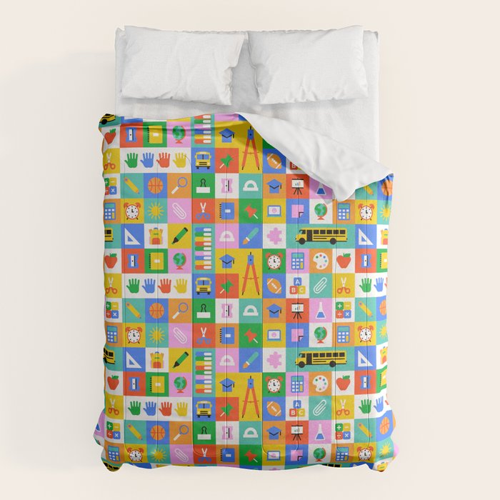 Colorful back to school mosaic pattern Comforter Gallery Image 6