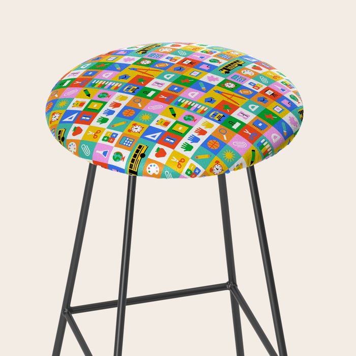 Colorful back to school mosaic pattern Stool Gallery Image 2