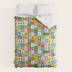 Colorful back to school mosaic pattern Duvet Cover Gallery Image 6