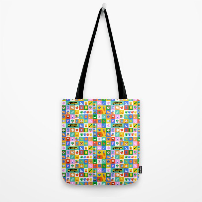 Colorful back to school mosaic pattern Tote Bag Gallery Image 2