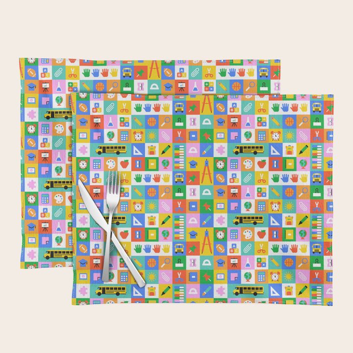 Colorful back to school mosaic pattern Placemat Gallery Image 1