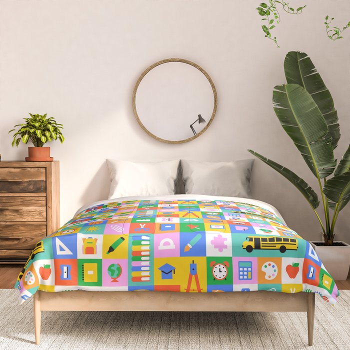 Colorful back to school mosaic pattern Comforter Gallery Image 3