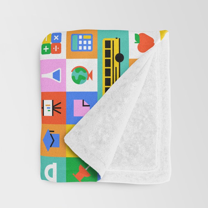Colorful back to school mosaic pattern Throw Blanket Gallery Image 3