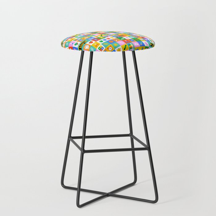 Colorful back to school mosaic pattern Stool Gallery Image 1