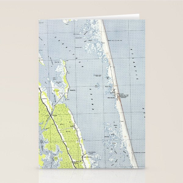 Vintage Northern Outer Banks Map (1940) Stationery Card Gallery Image 1