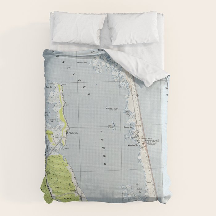 Vintage Northern Outer Banks Map (1940) Duvet Cover Gallery Image 6