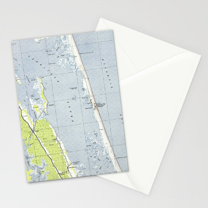 Vintage Northern Outer Banks Map (1940) Stationery Card Gallery Image 2