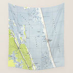 Vintage Northern Outer Banks Map (1940) Wall Tapestry Gallery Image 4