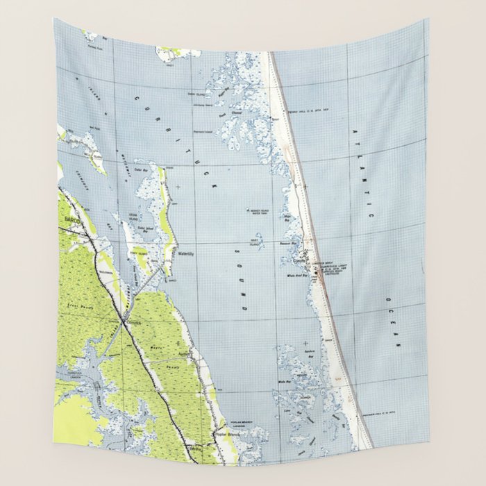 Vintage Northern Outer Banks Map (1940) Wall Tapestry Gallery Image 4