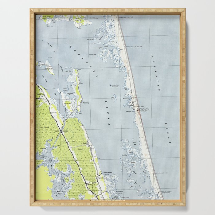Vintage Northern Outer Banks Map (1940) Serving Tray Gallery Image 1