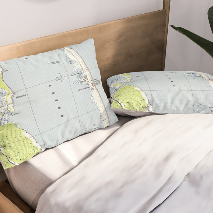 Vintage Northern Outer Banks Map (1940) Pillow Sham Gallery Image 2