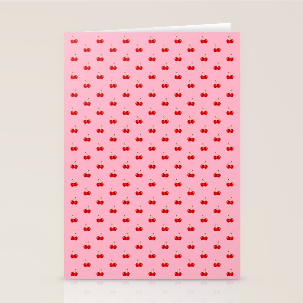 Y2K Cherries - Pink Pattern Miniature Stationery Card Gallery Image 1