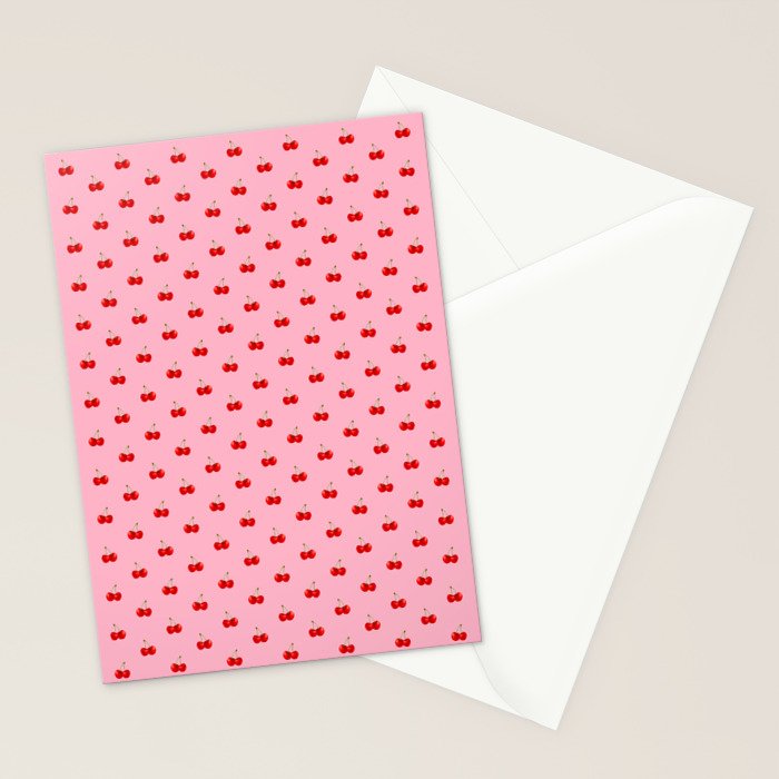Y2K Cherries - Pink Pattern Miniature Stationery Card Gallery Image 2