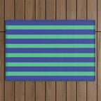 Simple Stripes Pattern - Navy Green Outdoor Rug Gallery Image 1