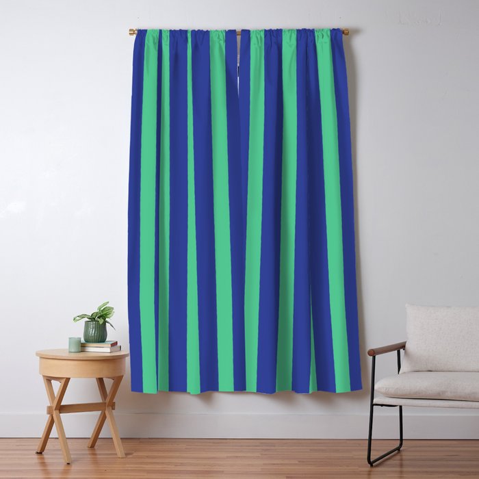 Simple Stripes Pattern - Navy Green Window Curtain Gallery Image 5