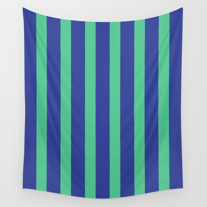 Simple Stripes Pattern - Navy Green Wall Tapestry Gallery Image 4