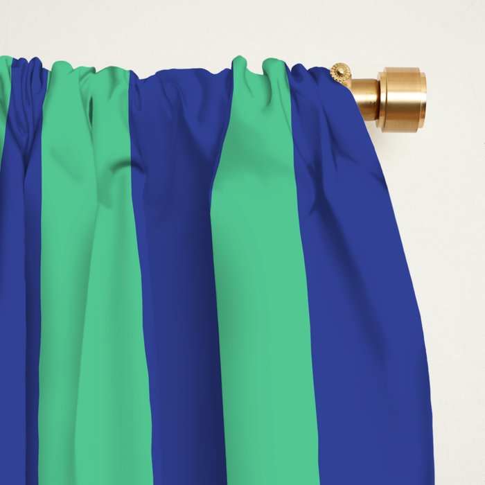 Simple Stripes Pattern - Navy Green Window Curtain Gallery Image 2