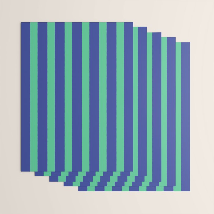 Simple Stripes Pattern - Navy Green Wrapping Paper Gallery Image 3