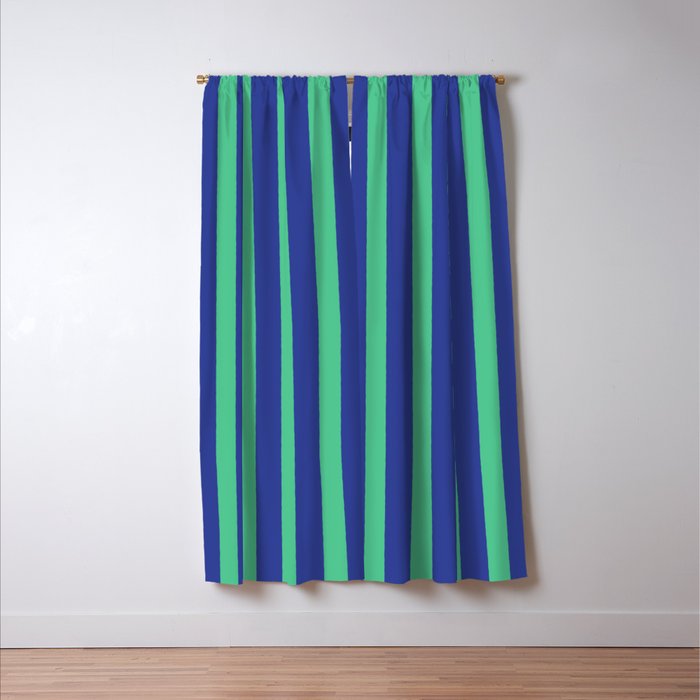 Simple Stripes Pattern - Navy Green Window Curtain Gallery Image 3