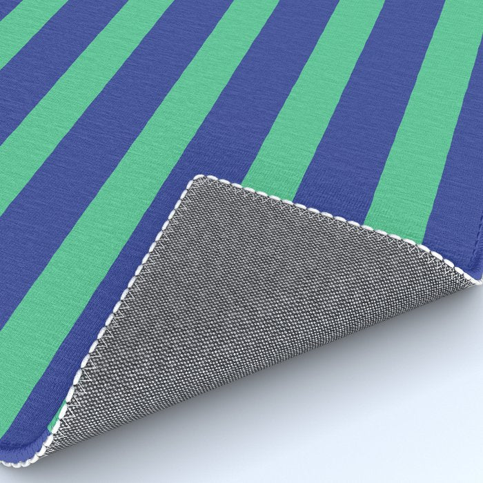 Simple Stripes Pattern - Navy Green Rug Gallery Image 4