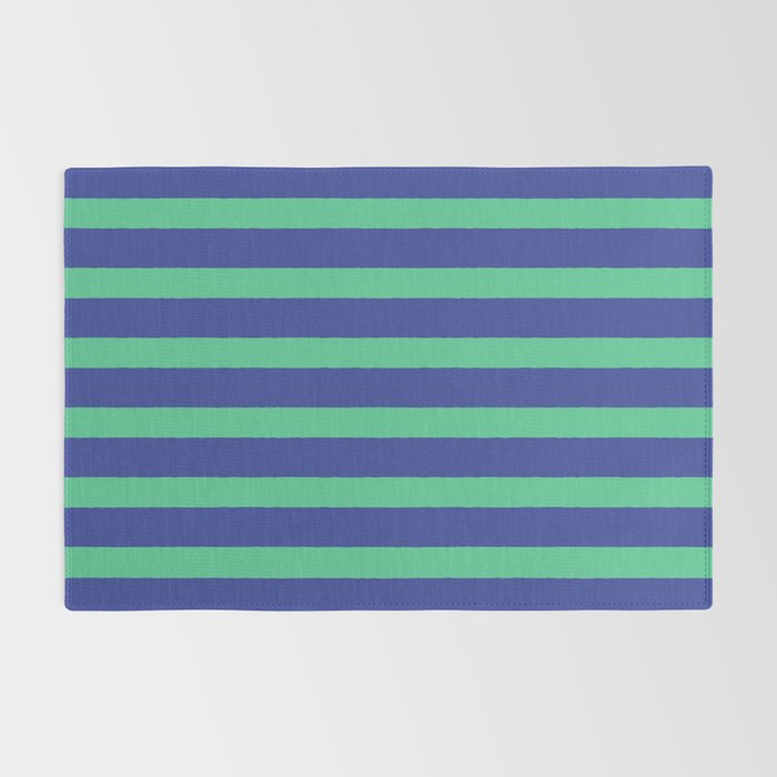 Simple Stripes Pattern - Navy Green Rug Gallery Image 2