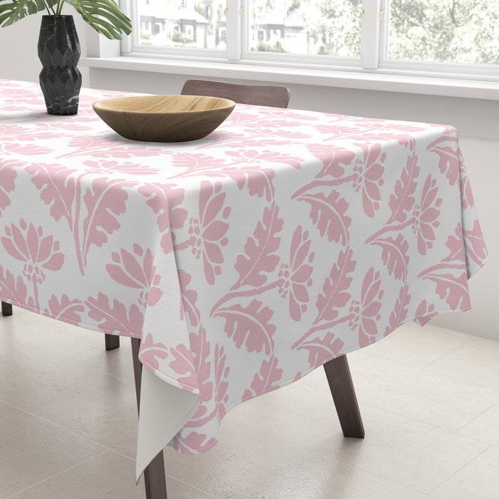 Vintage Floral Arches Pattern in Pink and White Tablecloth Gallery Image 3