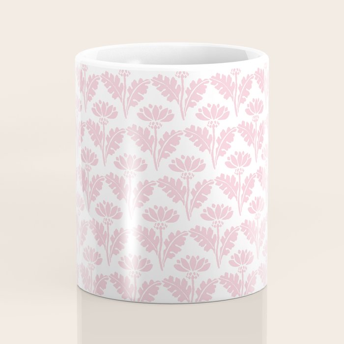 Vintage Floral Arches Pattern in Pink and White Coffee Mug Gallery Image 4
