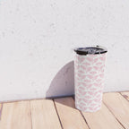 Vintage Floral Arches Pattern in Pink and White Travel Mug Gallery Image 4