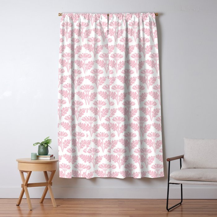 Vintage Floral Arches Pattern in Pink and White Window Curtain Gallery Image 1
