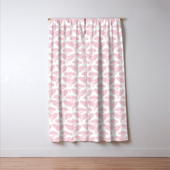 Vintage Floral Arches Pattern in Pink and White Window Curtain Gallery Image 3