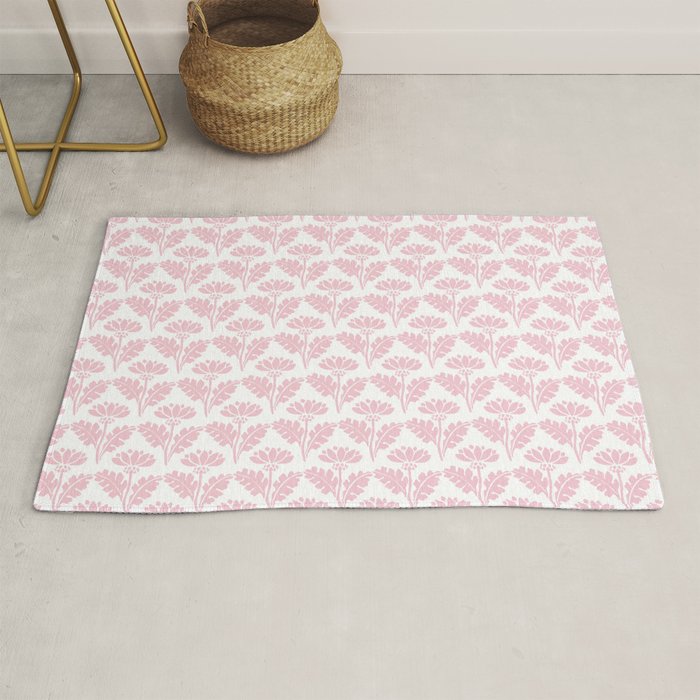 Vintage Floral Arches Pattern in Pink and White Rug Gallery Image 1