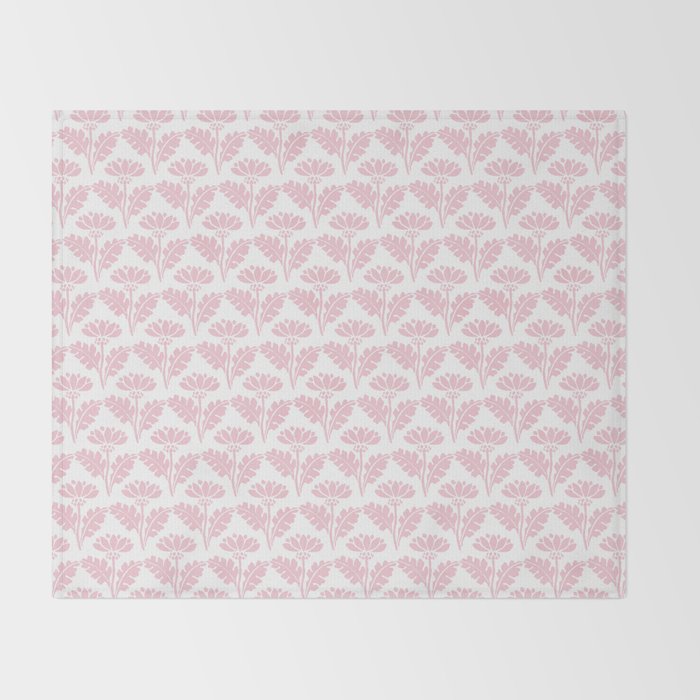 Vintage Floral Arches Pattern in Pink and White Throw Blanket Gallery Image 2