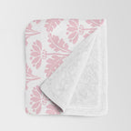 Vintage Floral Arches Pattern in Pink and White Throw Blanket Gallery Image 3