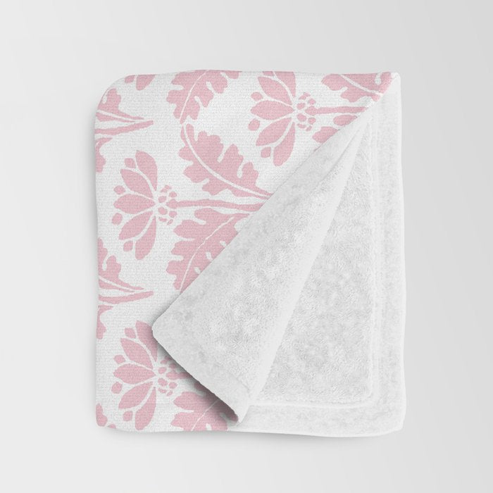 Vintage Floral Arches Pattern in Pink and White Throw Blanket Gallery Image 3