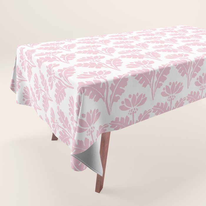 Vintage Floral Arches Pattern in Pink and White Tablecloth Gallery Image 1