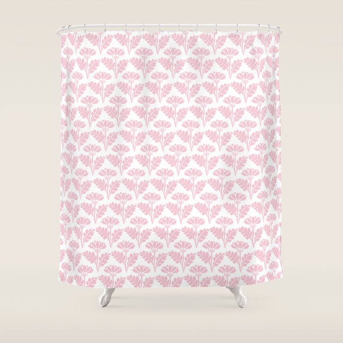 Vintage Floral Arches Pattern in Pink and White Shower Curtain Gallery Image 1