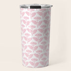 Vintage Floral Arches Pattern in Pink and White Travel Mug Gallery Image 1