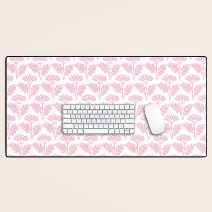 Vintage Floral Arches Pattern in Pink and White Desk Mat Gallery Image 1