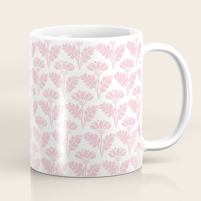 Vintage Floral Arches Pattern in Pink and White Coffee Mug Gallery Image 1