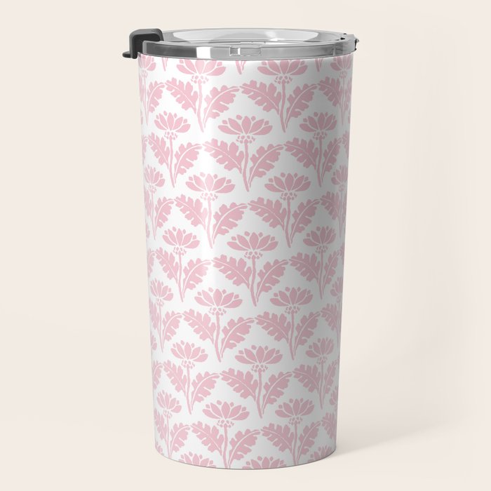 Vintage Floral Arches Pattern in Pink and White Travel Mug Gallery Image 3